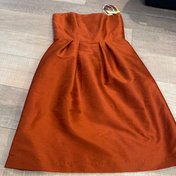 ALFRED SUNG BURNT ORANGE SIZE 10 STRAPLESS DRESS NEW - Picture 2 of 11